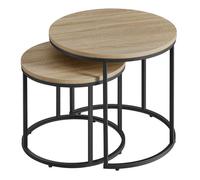 TABLE BASSE I TABLES GIGOGNES I LOT DE 2 I COULEUR CHÊNE I STRUCTURE EN MÉTAL I 53 x 45 cm et 43 x 35 cm