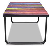 Table basse - Impression arc-en-ciel - Plateau en verre noir - Structure en fer - 90 x 45 x 32 cm - Table de salon moderne avec verre de sécurité - Design stable pour salon, salle à manger, tables et