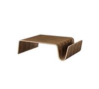 Table basse incurvée en bois massif avec rangement ouvert, table centrale rectangulaire pour salon, appartement, bureau