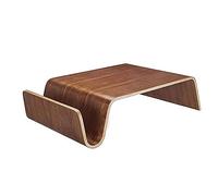 Table basse incurvée moderne en bois massif - Table d'appoint pour canapé et salon - Table basse pour salon, finition noyer (noyer)