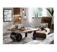 Table basse indutrielle 110x80cm - Fer et Bois massif de manguier laqué (Bois naturel) - RAILWAY #105