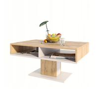 Table Basse INES Chêne artisan-blanc - Table de salon Style contemporain - 100 x 50 x 50 cm