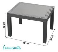 Table basse - JACK - effet rotin anthracite - Gris - Hauteur 40 cm