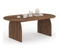 Table basse japandi ovale EDITH 110 cm bois effet noyer Bois