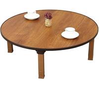 Table Basse Japonaise Pliable - d'Appoint pour Sol, à Thé en Bois, Bureau Portable pour Salon, Chambre, Tatami, Petit Espaces Dorm, Fenêtre Bay(Round,70x70cm(27.5"x27.5"))
