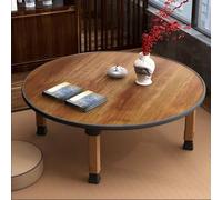 Table Basse Japonaise Pliable - d'Appoint pour Sol, à Thé en Bois, Bureau Portable pour Salon, Chambre, Tatami, Petit Espaces Dorm, Fenêtre Bay(Round,90x90cm(35.4"x35.4"))