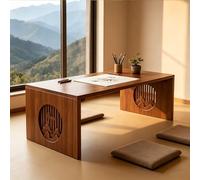 Table Basse Japonaise Pliable en Bambou, Table Tatami pour s'asseoir au Sol, sans Montage, Petit Bureau Portable pour Salon, méditation, Salle de thé, Bureau & Balcon(80cm/31.5in)