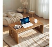 Table Basse Japonaise Pliable en Bois de Bambou - 70 cm Sans Montage, pour Thé Tatami, Méditation, Autel Zen, Salon, Bureau ou Balcon Design Minimaliste, Facile à Nettoyer et Ranger(70cm/27.5in)