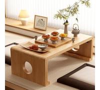 Table basse japonaise pliable pour sièges au sol, bureau portable multi-usage pour espaces de vie, design en bois naturel (80 x 50 x 30 cm), idéale pour les salons de thé