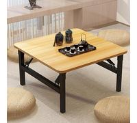 Table basse japonaise pliable - Table basse carrée avec coins arrondis idéale pour le salon et la chambre à coucher, cérémonie du thé, pas de montage nécessaire (beige, 70 x 70 cm)