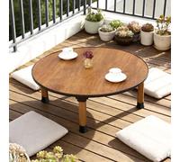 Table Basse Japonaise Pliante Multifonction Salon Table à Thé Style Tatami pour S'asseoir au Sol Bureau Pliant Moderne Tables de Méditation Design Élégant pour Séjour(Round,60x60cm(23.6"x23.6"))