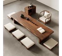 Table basse japonaise rectangulaire en bois - Multifonctionnelle - Pour la méditation et la méditation - Table assise au sol (marron, 140 x 60 x 35 cm)