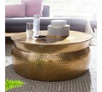 Table basse ronde 75x31 cm en aluminium doré