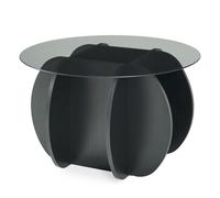 Table basse Karhuvandi avec plateau en verre Ø70 x 40 cm noir / gris