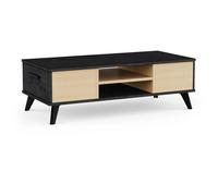 Table basse - KENT - Rectangulaire - Chêne de file / Sidewalk - 2 tiroirs - 1 rayon - Pieds - 106,6 x 50,1 x 35,2 cm