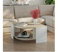 [en.casa] Table Basse de Salon Design Intemporel avec Surface de Rangement sur Étagère Inférieure Structure Robuste Panneau de Particules Mélaminé 75 x 75 x 40 cm Travertin Blanc