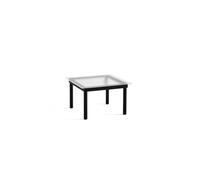 Table Basse Kofi 60x60 en Chêne Noir et Verre Rainuré Transparent