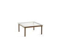 Table Basse Kofi 80x80 Cm, Noyer/ Verre Rainuré Transparent