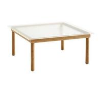 Table Basse Kofi 80x80 en Chêne et Verre Rainuré Transparent