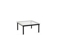 Table Basse Kofi 80x80 en Chêne Noir et Verre Rainuré Transparent