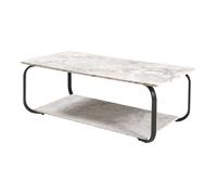[en.casa] Table Basse de Salon avec Étagère Table d'Appoint avec Surface de Rangement Design Style Intemporel Plateau Rectangulaire MDF Acier 120 x 60 x 43 cm Effet Marbre Blanc Noir