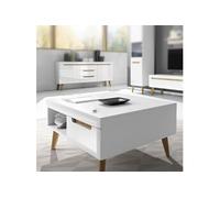 Table Basse Komodee SUDBURRY STO1 Façades brillantes en MDF Blanc Blanc 67 x 107 x 46 cm