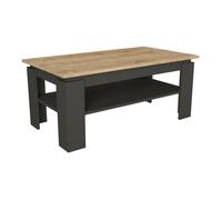 [en.casa] Table Basse de Salon avec Étagère Inférieure Table d'Appoint Design Intemporel avec Plateau Rectangulaire Panneau de Particules 110 x 60 x 47 cm Anthracite Effet Chêne Saphir