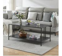 en.casa Table basse de salon Style industriel – rangement, métal 47 x 110 x 55 cm Noir