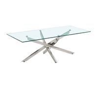 Table basse L. 120 cm en verre trempé et piètement métal chromé - ICE Meubletmoi