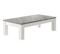 DEYTON - Table Basse L127cm Laquée Blanc et Gris Marbré - Altobuy Gris