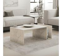 Hanah Home Élégante Table à café, Travertine, 86,8 x 32,4 x 50 cm, 100% mélamine, épaisseur 18 mm, Montage Mural, Design élégant en marbre
