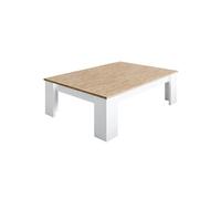 AltoBuy Chris Oak - Table Basse Laquée Blanc Brillant Aspect Bois