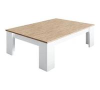 AltoBuy Chris Oak - Table Basse Laquée Blanc Brillant Aspect Bois
