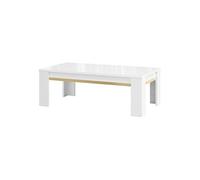 JEMMA - Table Basse Laquée Blanc et Décor Doré