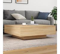 Table Basse Led Sonoma Chêne 100x100x31 Cm Bois Contreplaqué