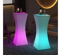 Table Basse LED, Table Basse Lumineuse Avec 16 Couleurs RVB Changeantes Meuble Lumineux Rechargeable Avec Télécommande Idéal Pour Les Fêtes, La Maison Et Les Bars(Square - 60x60x110cm)