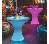 Table Basse LED, Table Basse Lumineuse Avec 16 Couleurs RVB Changeantes Meuble Lumineux Rechargeable Avec Télécommande Idéal Pour Les Fêtes, La Maison Et Les Bars(Round - 60x60x60cm)