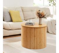 Table basse 'Ledepid' 48 x Ø60 cm ronde bambou + MDF naturel