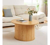 Table basse 'Ledepid' 48 x Ø80 cm ronde bambou + MDF naturel