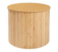 [en.casa] Table Basse de Salon avec Plateau Rond avec Léger Débord Table d'Appoint Bout de Canapé Design Scandinave Style Intemporel Bambou MDF 48 x 60 cm Naturel