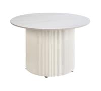 Table Basse Moderne Base en Métal ø 70 cm Plateau en Pierre Frittée Aspect Natur