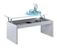 Table Basse relevable, modèle Zenit, Table Basse de Salle à Manger-Salon, Finition Blanc Brillant, Dimensions : 102 cm (L) x 43/54 cm (H) x 50 cm (P)