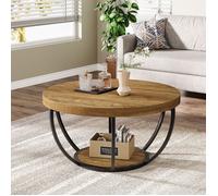 Table Basse - LITTLE TREE - 80x80x45 cm - Ronde - Bois massif - 2 niveaux