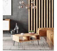 Table basse loft chêne doré avec pieds en métal - L 90 x P 50 x H 40 cm - SANDI