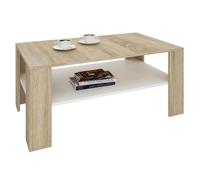 IDIMEX Table Basse Lorient, Table de Salon rectangulaire avec 1 étagère Espace de Rangement Ouvert, en mélaminé décor chêne Sonoma et Blanc Mat