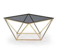 Table basse Louane en Verre Fumé et pieds Or