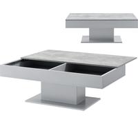 Table basse 'Lünen' avec 2 compartiments de rangement 40 x 110 x 60 cm aspect béton / gris