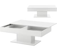Table basse 'Lünen' avec 2 compartiments de rangement 40 x 110 x 60 cm blanc brillant
