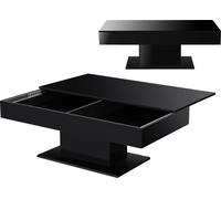 Table basse 'Lünen' avec 2 compartiments de rangement 40 x 110 x 60 cm noir brillant