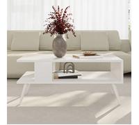 [en.casa] Table Basse Design Rectangulaire pour Salon avec Surface de Rangement Panneau de Particules Mélaminé Bois 40 x 90 x 45 cm Blanc